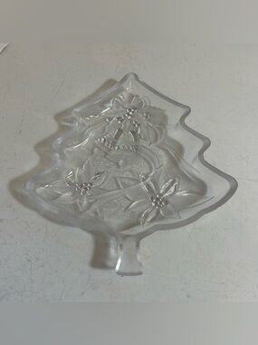 Vintage Soga Japan Happy Holidays Christmas tree glass‎ plate serving dish